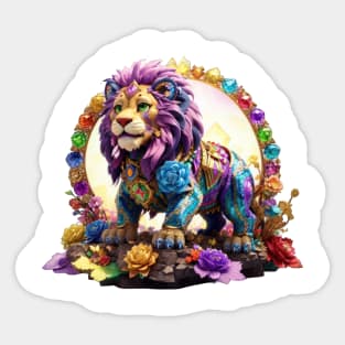 Rainbow Flower Lion Sticker